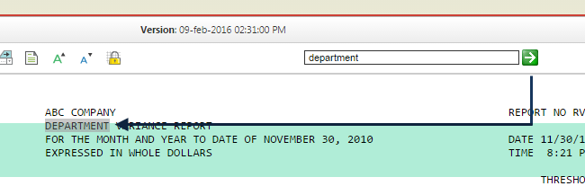 Screenshot of PageMart search (find within document).